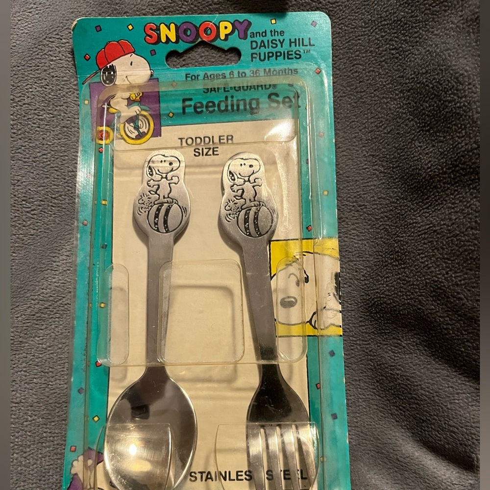 Baby Snoopy lot- toddler fork and spoon set and baby nail clipper